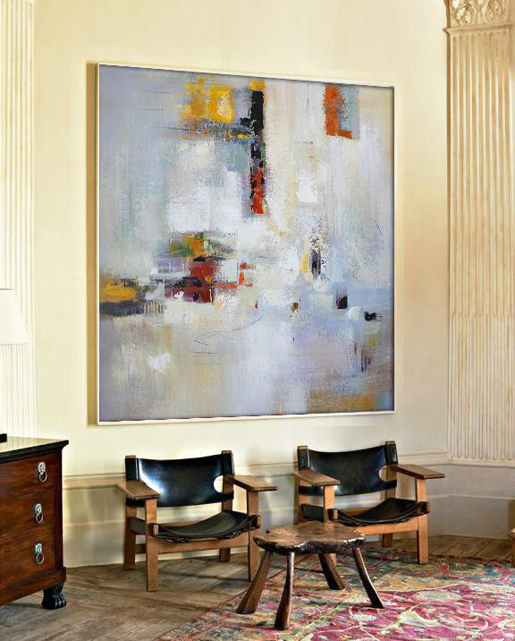 Extra Large Canvas Art,Oversized Contemporary Art,Acrylic On Canvas Abstract,Purple,White,Red,Yellow.etc